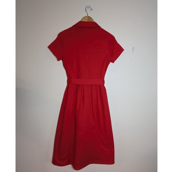 Joanie Red Santo Button-Down Tea Dress - Picture 2 of 12